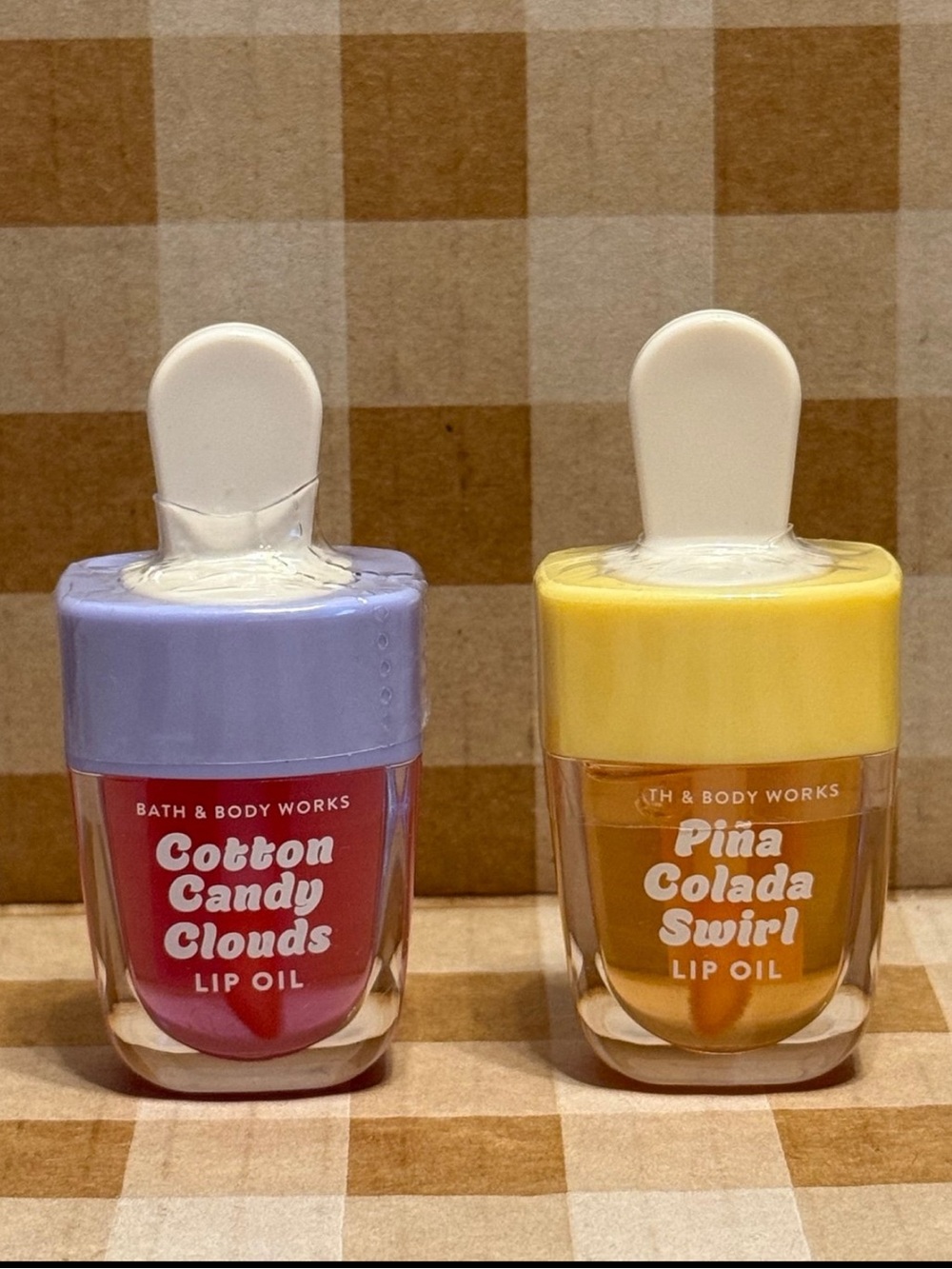 Bath & Body Works Cotton Candy Clouds & Pina Colada Swirl Lip Oil Set NEW
